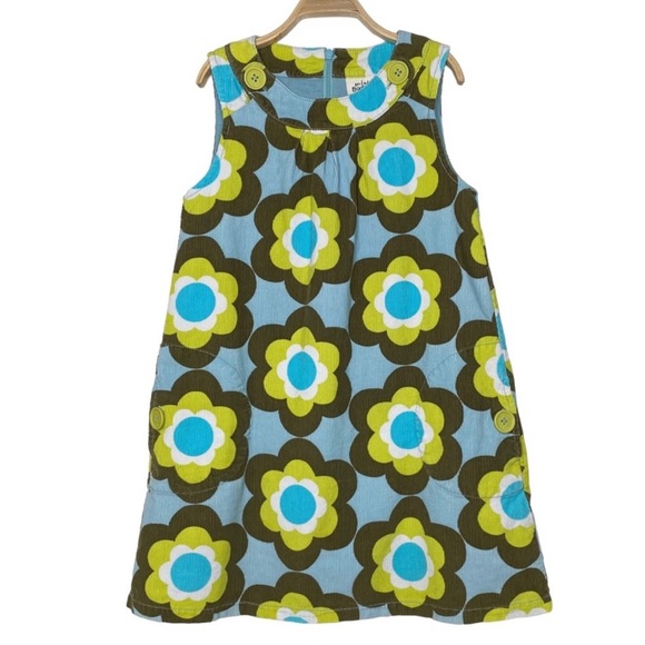 Mini Boden Floral Corduroy Pinnie Dress Size 5/6 - Picture 1 of 8